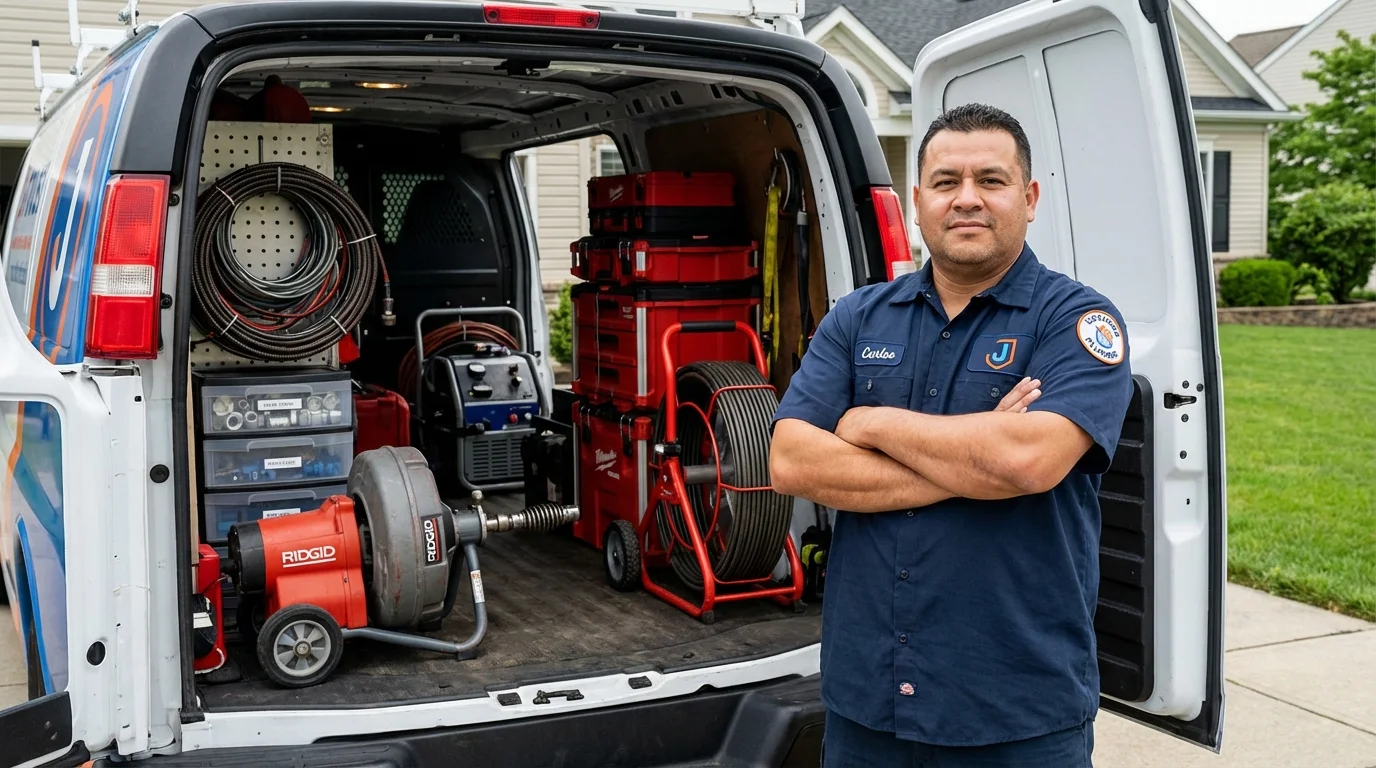 Professional drain cleaning equipment and Johns Plumbing LLC plumber in Cadott