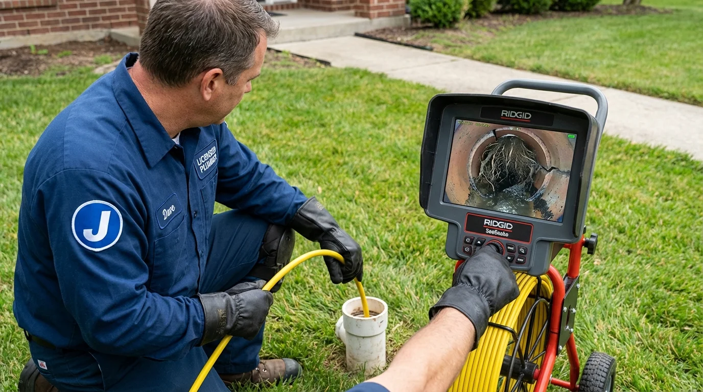 Sewer camera inspection being performed by Johns Plumbing LLC in Cadott