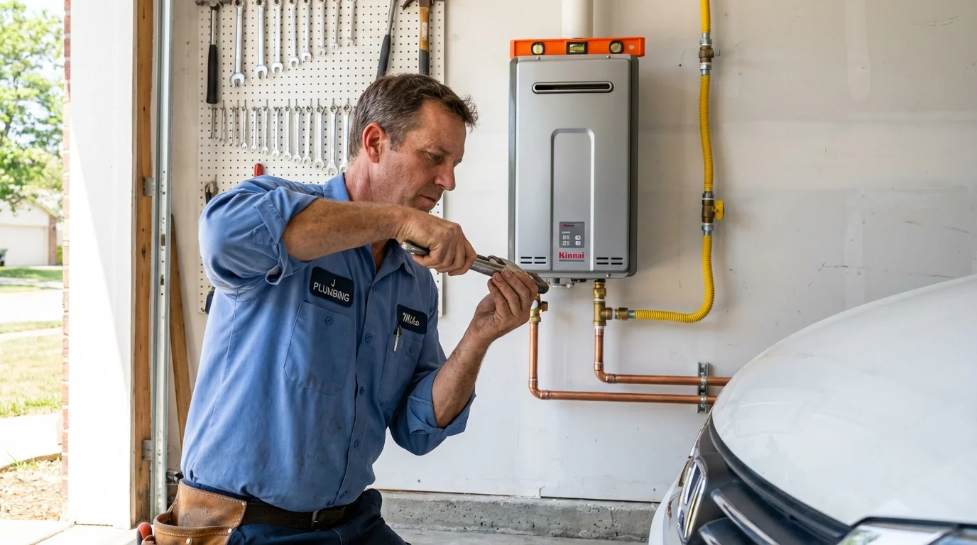 Tankless water heater installation by a Johns Plumbing LLC plumber in Cadott